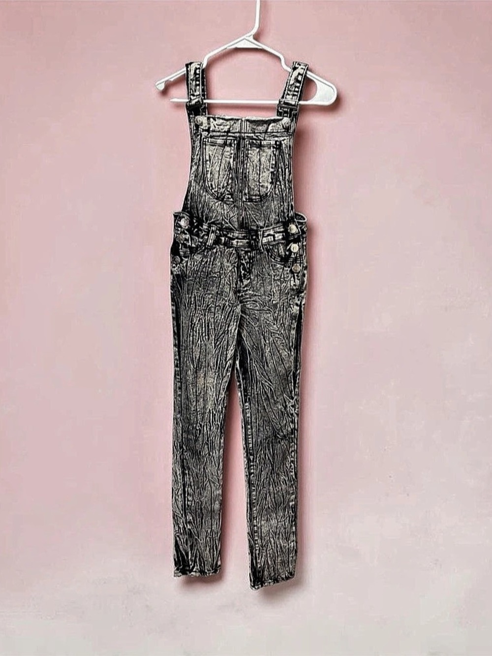 Montana Jeans Womens Acid Wash Denim Overalls Skinny Leg Jumpsuit Size 3 Flaw